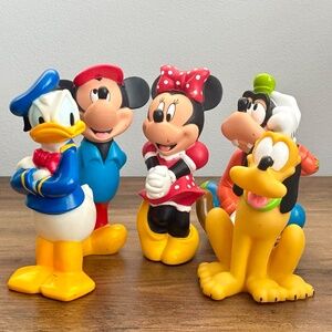 VINTAGE Disney Mickey Mouse & Friends Minnie Pluto Goofy DONALD Bath Toys SET 5